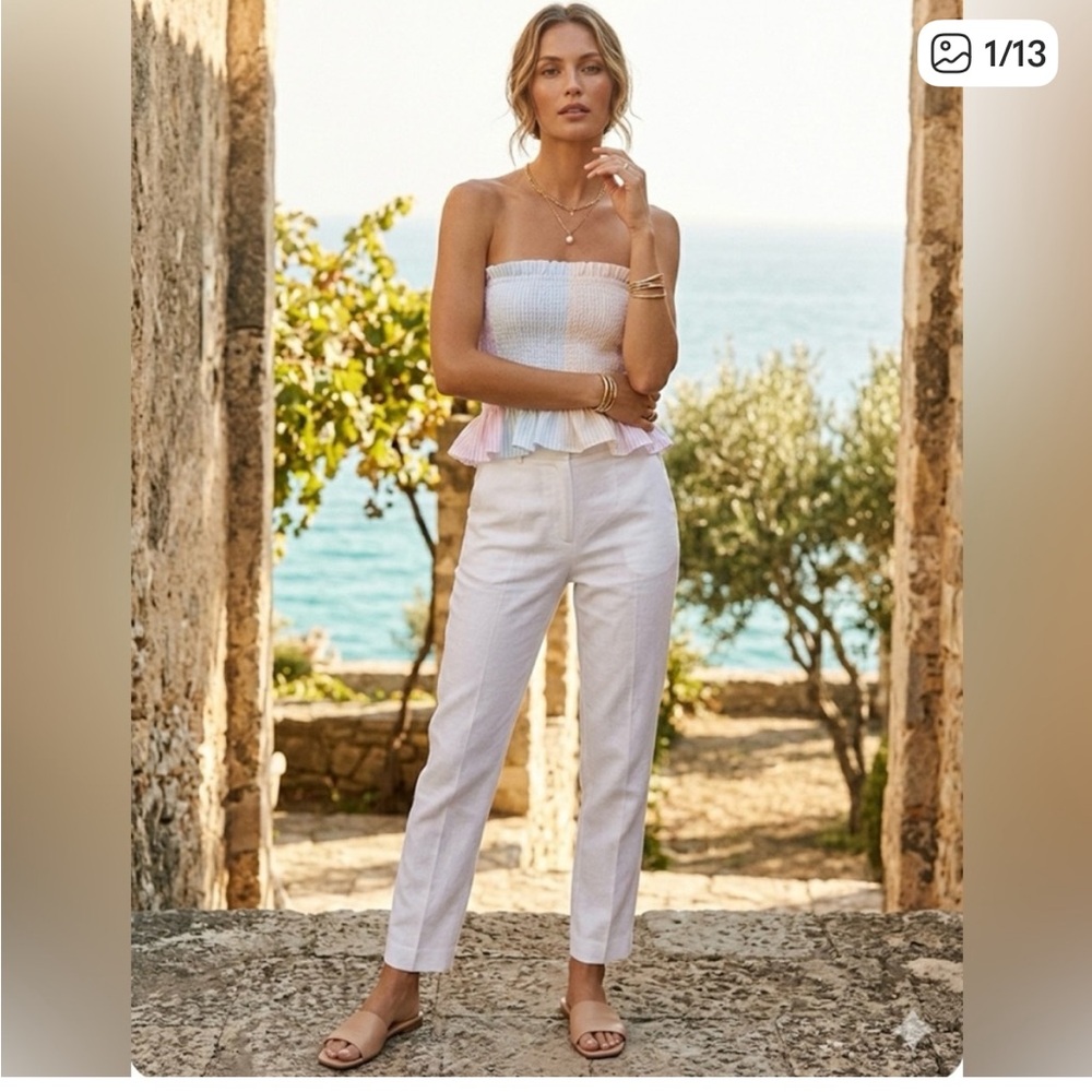 NWT Petersyn Strapless Ruffle Blouse